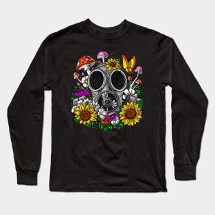 Floral Hippie Gas Mask Long Sleeve T-Shirt